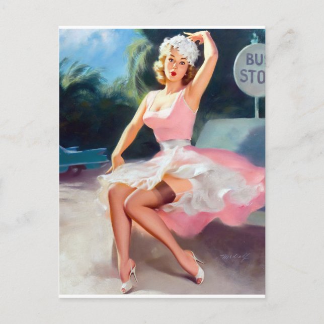 Carte Postale Bus Stop Pin Up (Devant)