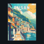 Carte Postale Busan Corée du Sud Voyage Art Vintage<br><div class="desc">Busan rétro vecteur conception de déplacement. Busan,  grande ville portuaire de Corée du Sud,  est connue pour ses plages,  ses montagnes et ses temples.</div>