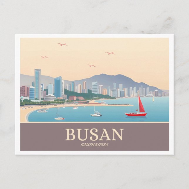 Carte Postale Busan Corée du Sud Voyage Pastel (Devant)