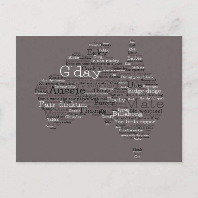 Carte Postale Busfire Special Edition Aussie Slang Map (Devant)