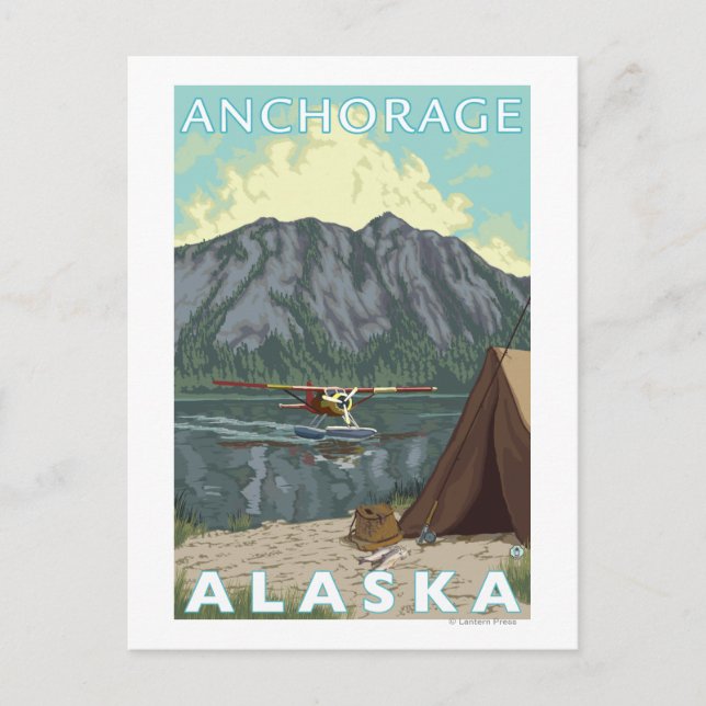 Carte Postale Bush Plane & Fishing - Anchorage, Alaska (Devant)