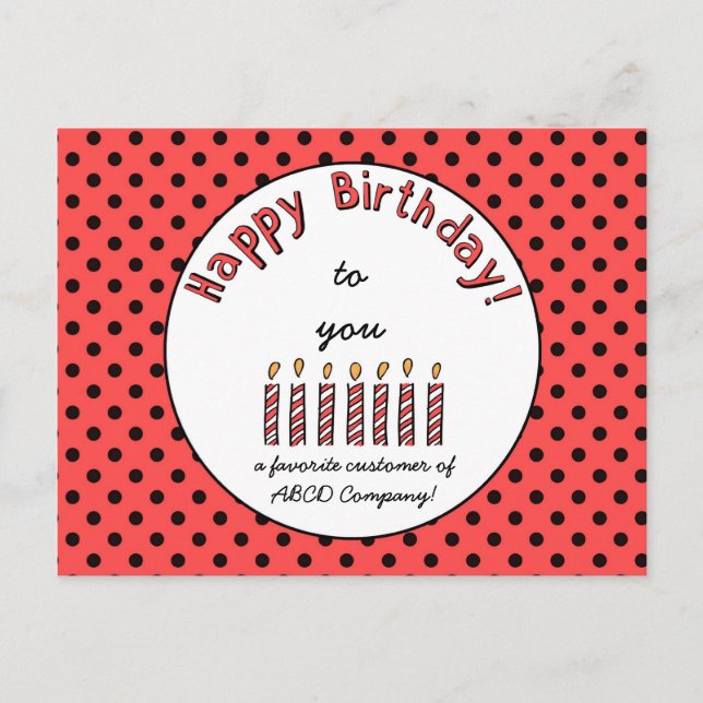 Carte Postale Business Joyeux Coupon d'anniversaire Orange-Rouge (Devant)