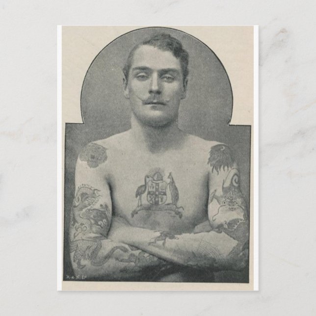 Carte Postale Butch Bruce, le marin australien tatoué (Devant)