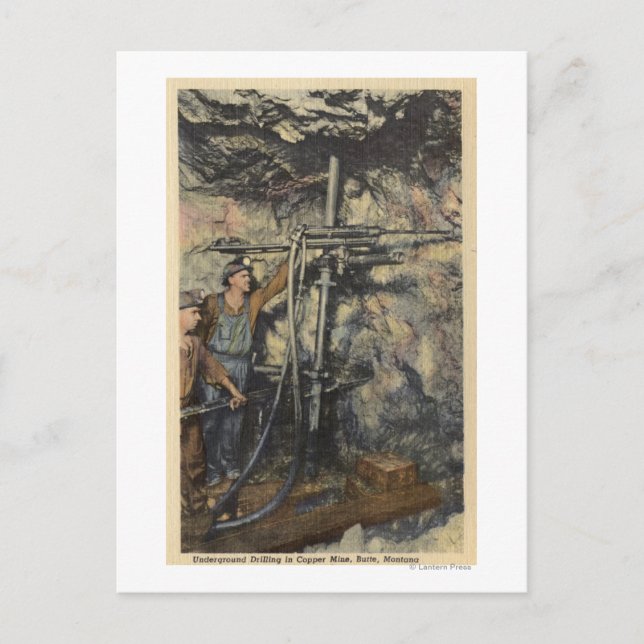 Carte Postale Butte, Montana - Forage souterrain dans le cuivre (Devant)