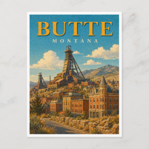 Carte Postale Butte Montana Mining Headframes GeoSaga