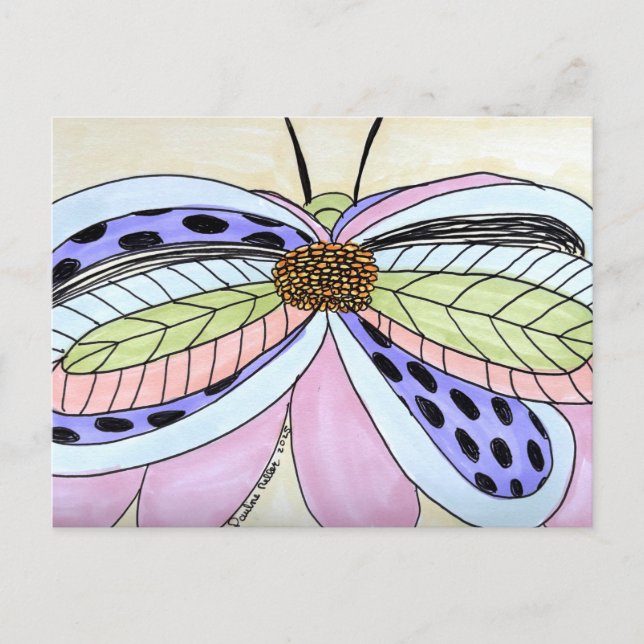 Carte Postale Butterfly Flower Postcard (Devant)