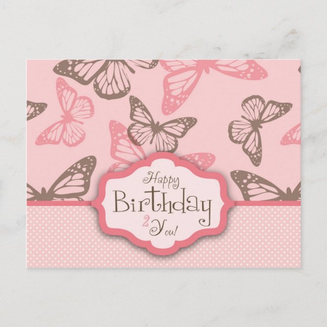 Carte Postale Butterfly Kisses Birthday Postcard II (Devant)