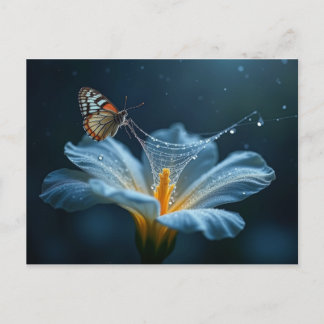 Carte Postale butterfly on a flower with a spiderweb