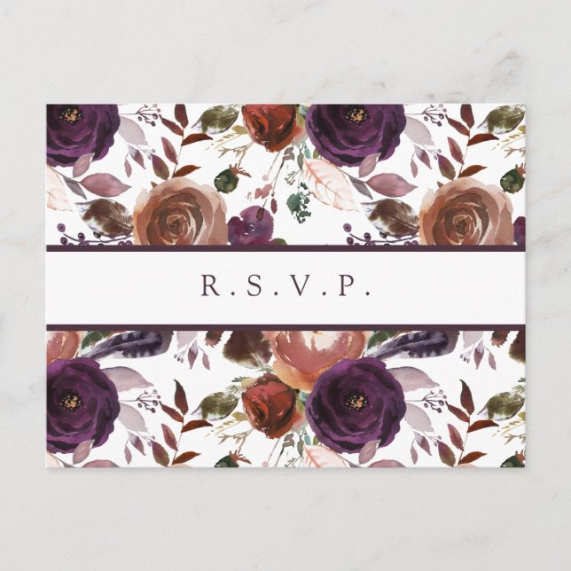 Carte postale Butterum & Plum RSVP avec choix de r (Devant)