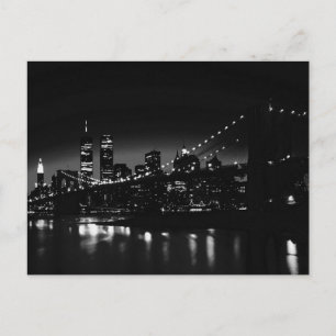 Carte Postale BW New York City à la nuit - New York City Skyline