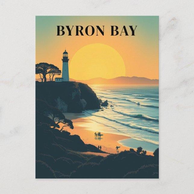 Carte Postale Byron Bay Australie Voyage Rétro Phare (Devant)