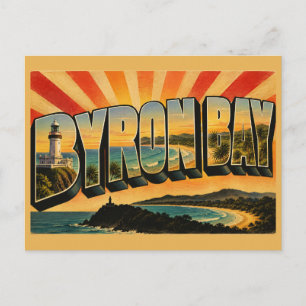 Carte Postale Byron Bay NSW Australie Art de voyage vintage