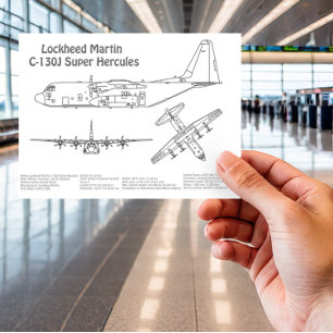 Carte Postale C-130 Hercules - Plan directeur de l'avion BD