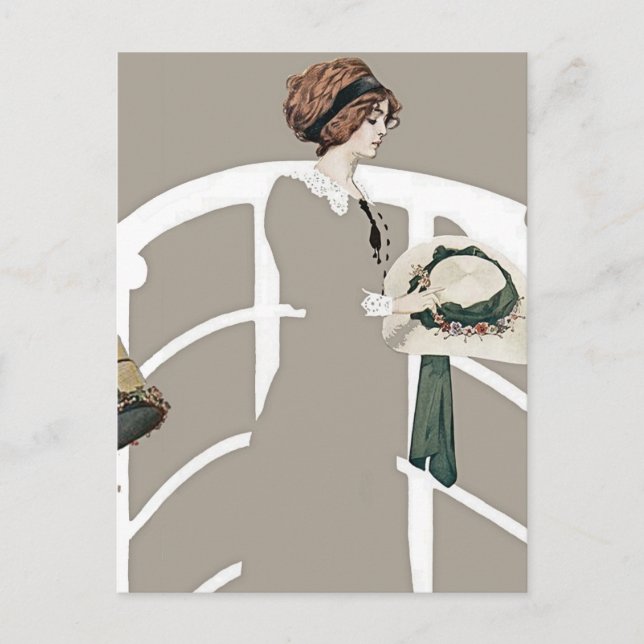 Carte Postale C Coles Phillips «À la boutique de chapeaux» (Devant)