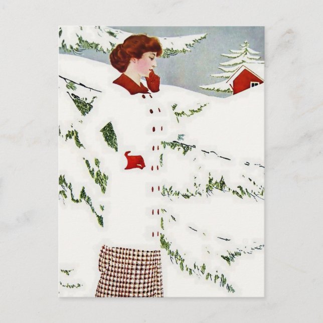Carte Postale C Coles Phillips "Fadeaway Girl" "Winter Snowscape (Devant)