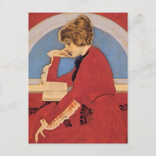 Carte Postale C Coles Phillips "Un bon livre" Fadeaway Girl