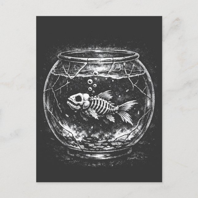 Carte Postale "Ça va super" - Poisson rouge squelette par BurnsI (Devant)