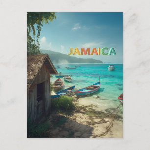 Carte Postale cabane de pêche et bateaux de Jamaïque