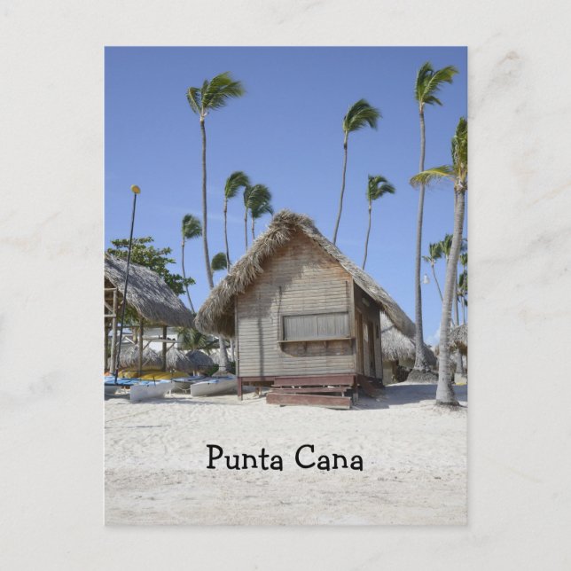 Carte Postale cabane en bois sur une plage tropicale (Devant)