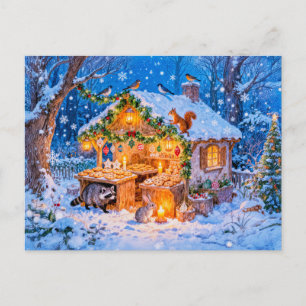 Carte Postale Cabane en pain d'épices sous la neige