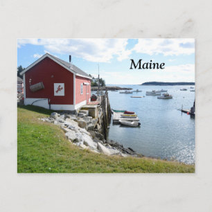 Carte Postale cabane et bateaux de homard au Maine