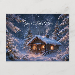 Carte Postale Cabane magique dans les bois pour une nuit d'hiver