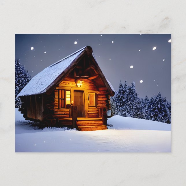 Carte Postale Cabane magique de minuit en hiver (Devant)