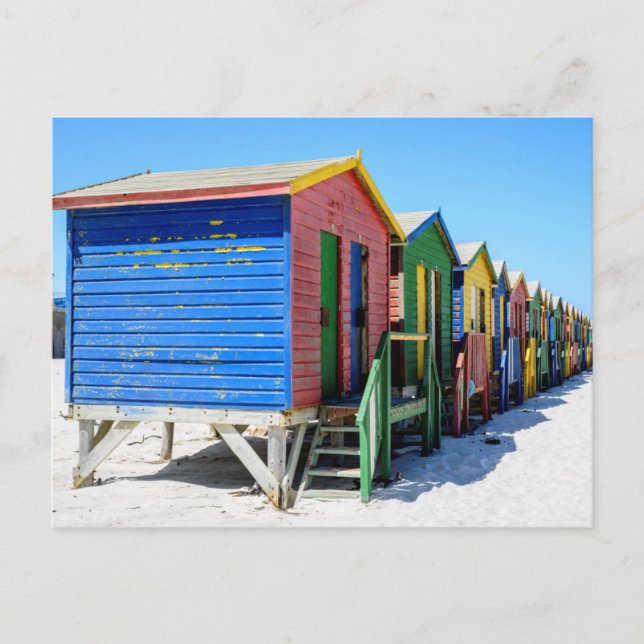 Carte Postale Cabanes de plage colorées (Devant)