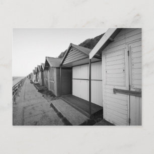Carte postale cabanes de plage en noir et blanc
