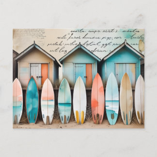 Carte Postale Cabanes de plage vintage.