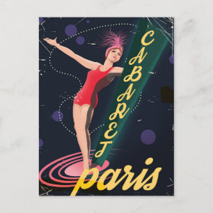 Carte Postale Cabaret Paris affiche de voyage vintage