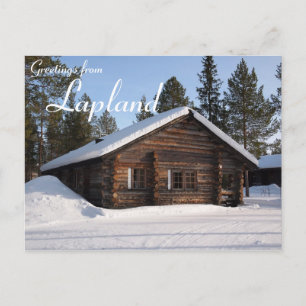 Carte Postale Cabine de journal couvert de neige en Laponie