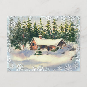 Carte Postale CABINE d'HIVER en NEIGE par SHARON SHARPE