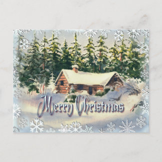 Carte Postale CABINE d'HIVER en NEIGE par SHARON SHARPE