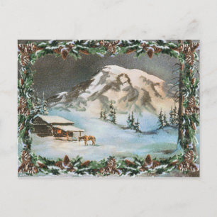Carte Postale CABINE d'HIVER & PINE CONES par SHARON SHARPE