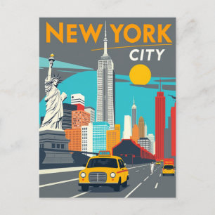 Carte Postale Cabine jaune Icone New York City