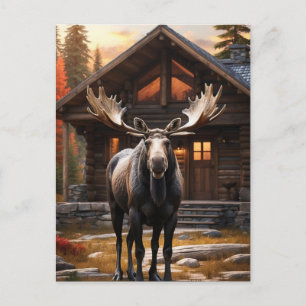 Carte Postale *~* Cabine naturel AP49 MOOSE Forest Cottage