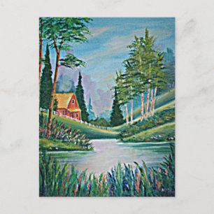 Carte Postale Cabine par la peinture à l'huile de ruisseau