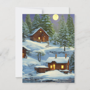 Carte Postale Cabines dans le paysage de la neige des Bois ARt