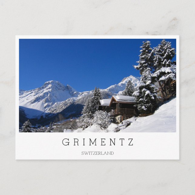 Carte Postale Cabines en rondins enneigées en Suisse (Devant)