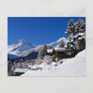 Carte Postale Cabines en rondins enneigées en Suisse
