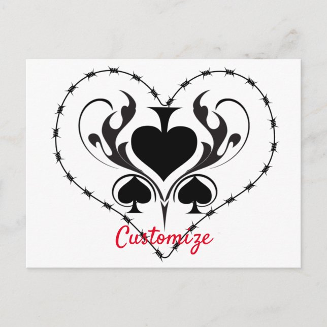 Carte Postale Câble Barbelé Coeur Black Spades Thunder_Cove (Devant)