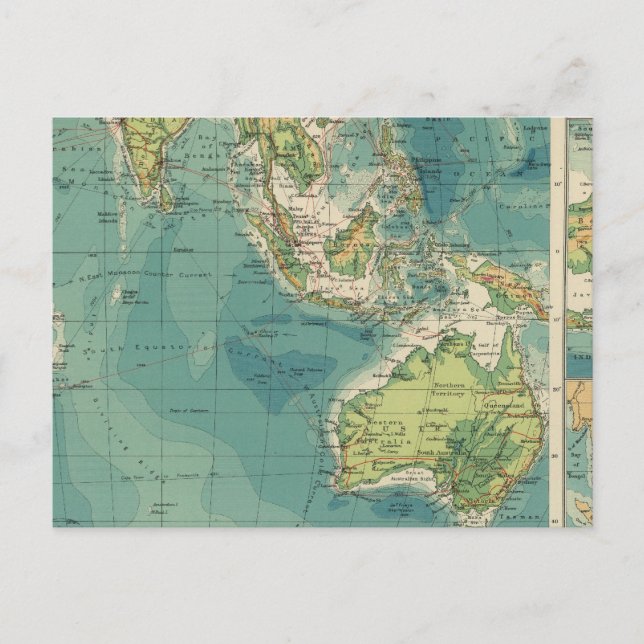 Carte Postale Câbles de l'océan Indien, stations sans fil (Devant)