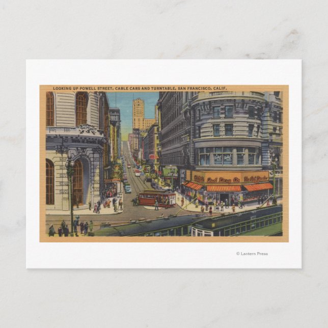 Carte Postale Câbles sur le marché et Powell Street (Devant)