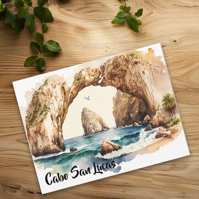 Carte Postale Cabo San Lucas Mexique Aquarelle de plage (Créateur téléchargé)
