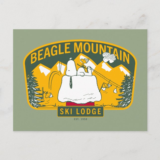 Carte Postale cacahuètes | Beagle Mountain Ski Lodge (Devant)