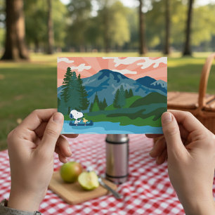 Carte Postale cacahuètes Canoë Snoopy & Woodstock