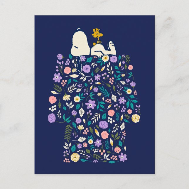 Carte Postale cacahuètes en fleur | Snoopy's Doghouse (Devant)