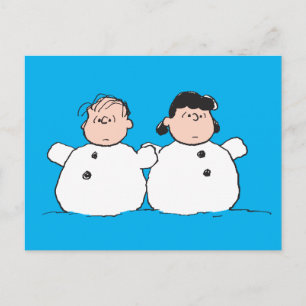 Carte Postale cacahuètes   Linus & Lucy Snowmen