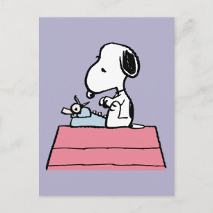 Carte Postale cacahuètes Snoopy à la machine à écrire